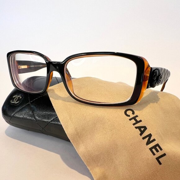 Vintage Chanel Cocomark Camellia Glasses 5111 Brown Frames, Case and Pouch - Picture 1 of 12